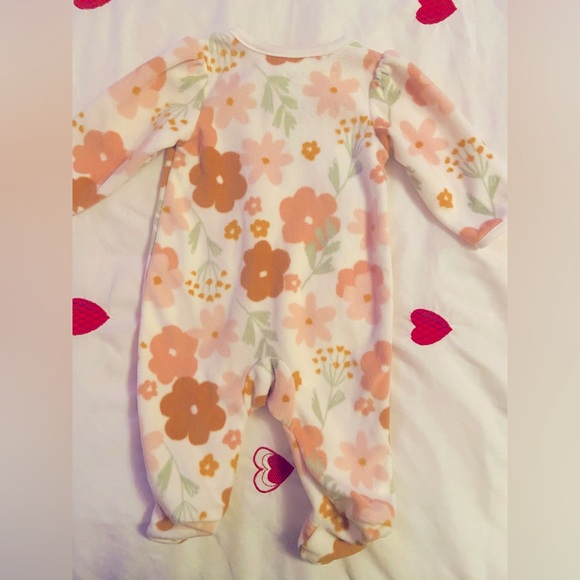 Baby Girl Clothes Child Mine Carter's Pink Floral Footed Outfit - Picture 2 of 3